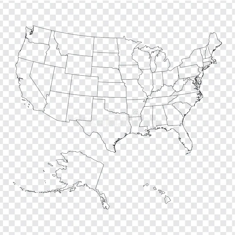 Blank Map United States Of America High Quality Map Of USA With Federal States On Transparent Background For Your Web Site Design Stock Vector Illustration Of Outline Detailed 140361637
