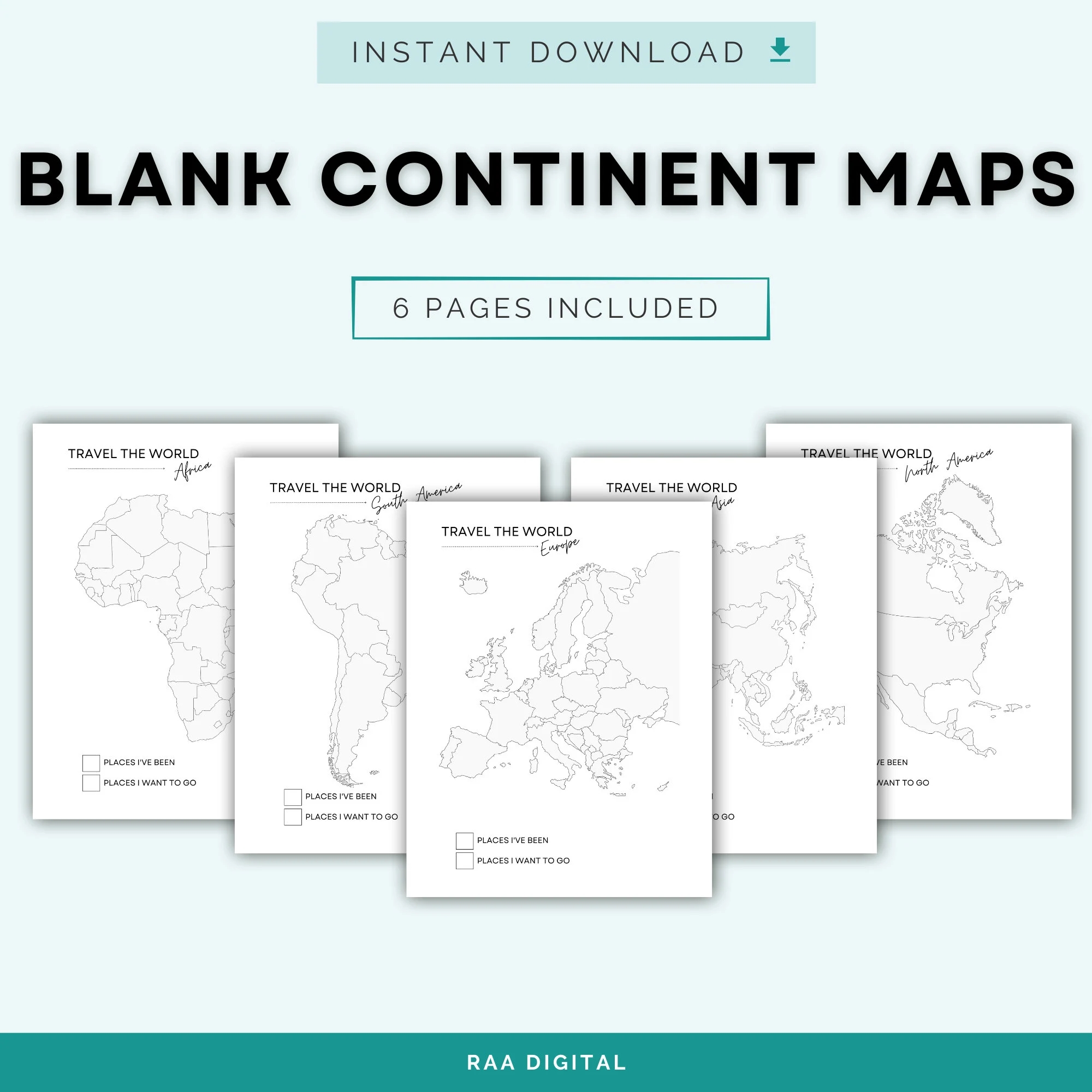 Printable Continent Maps