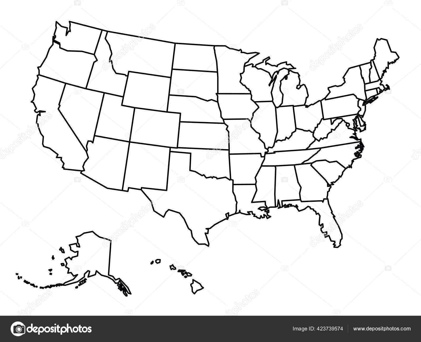 Blank Outline Map Of USA Stock Vector By pyty 423739574