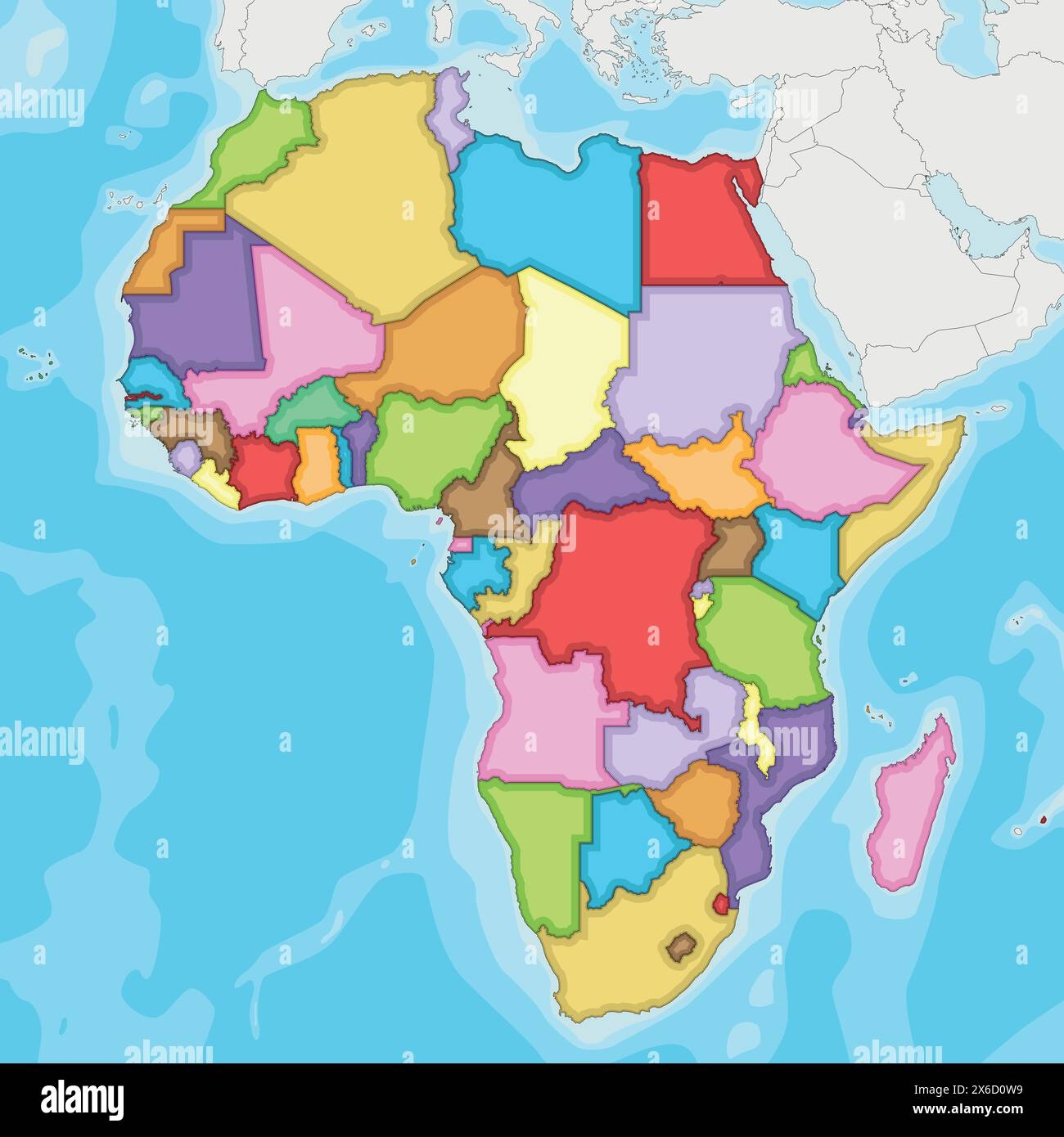 Blank Political Africa Map Vector Illustration With Different Colors For Each Country Editable And Clearly Labeled Layers Stock Vector Image Art Alamy