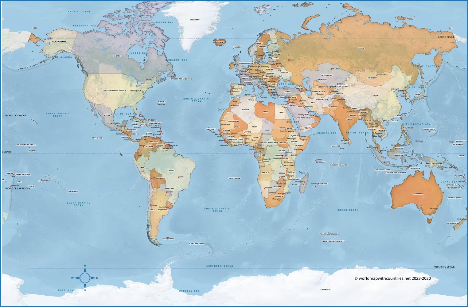 Blank Printable World Map With Countries Capitals Worksheets Library