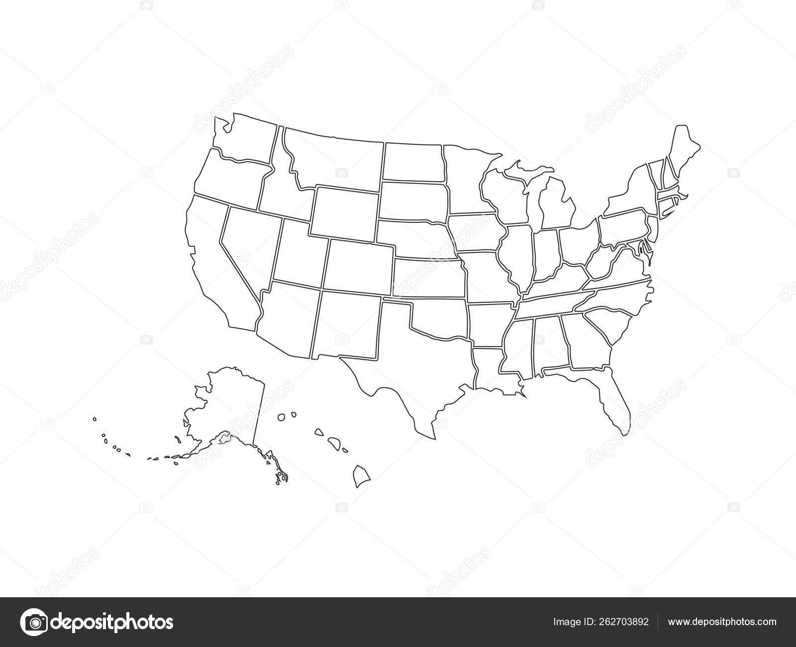 Blank Similar USA Map Isolated On White Background United States 