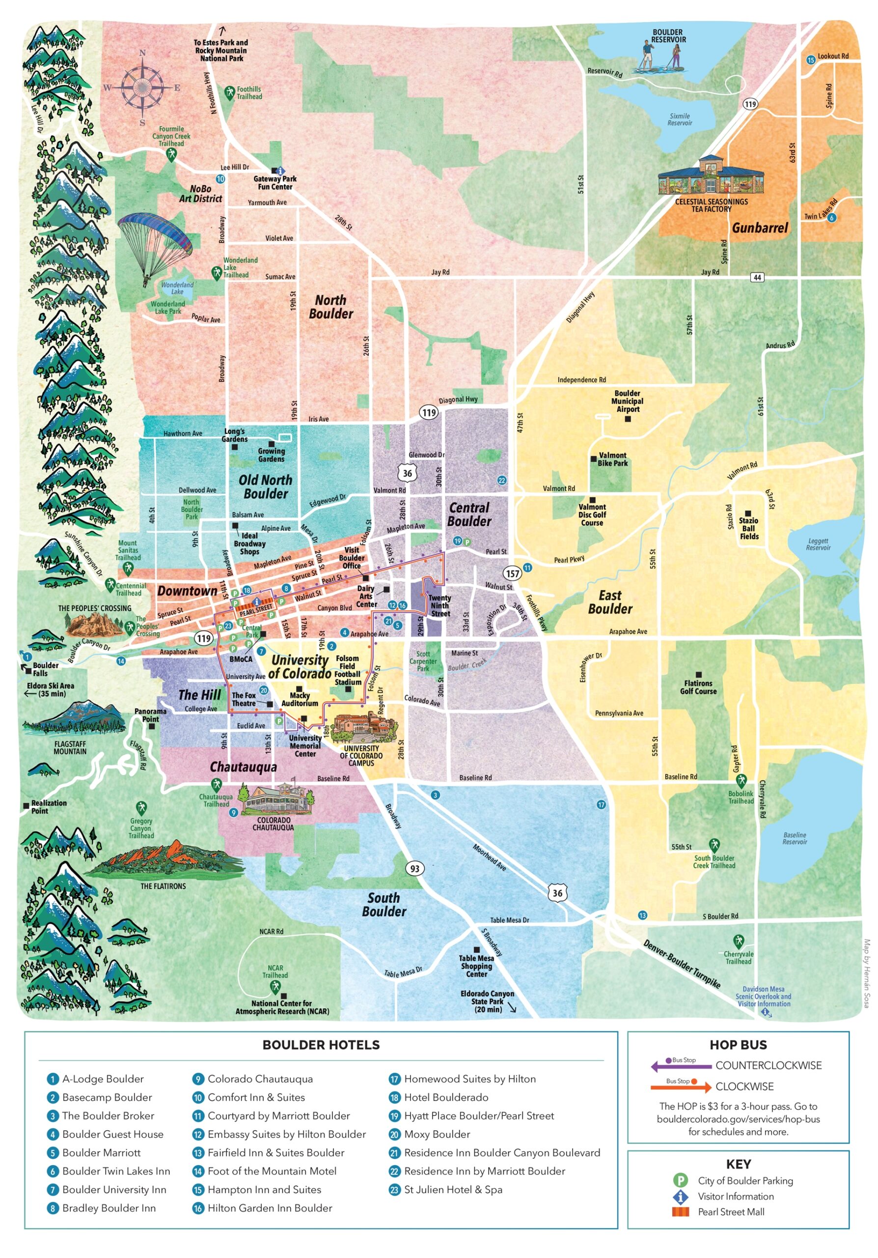 Boulder Maps Downtown Hiking Trails Resort Map Walking Tours