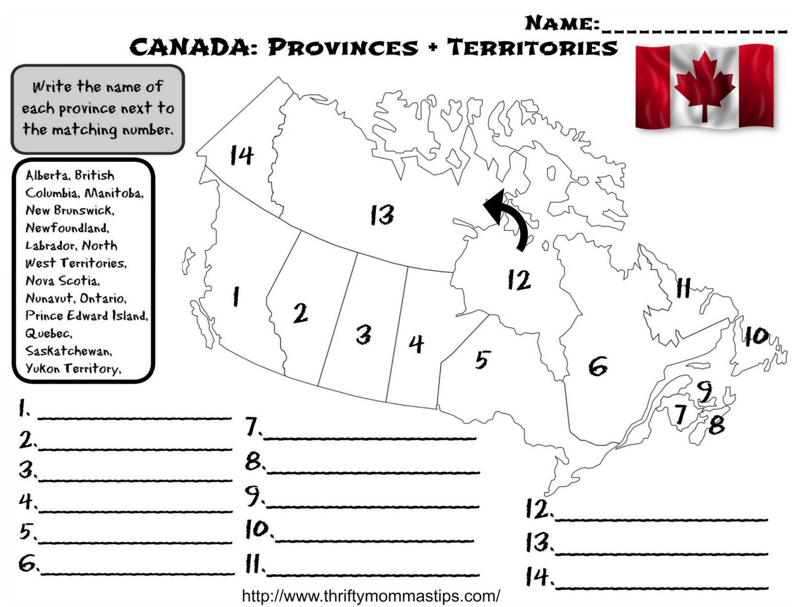Printable Map Of Canada