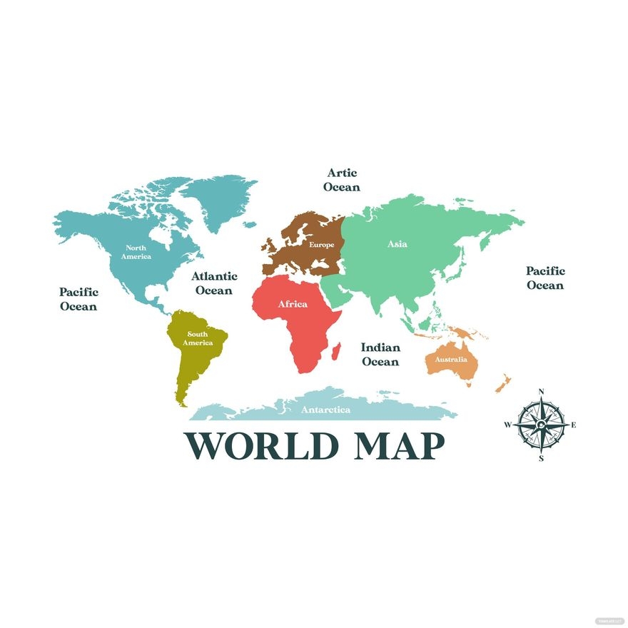 Colorful World Map In Illustrator SVG JPG EPS PNG Download Template 
