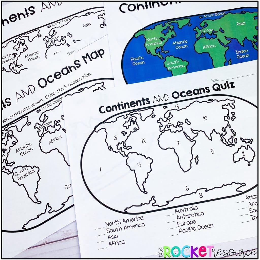 Printable Map Of Continents And Oceans