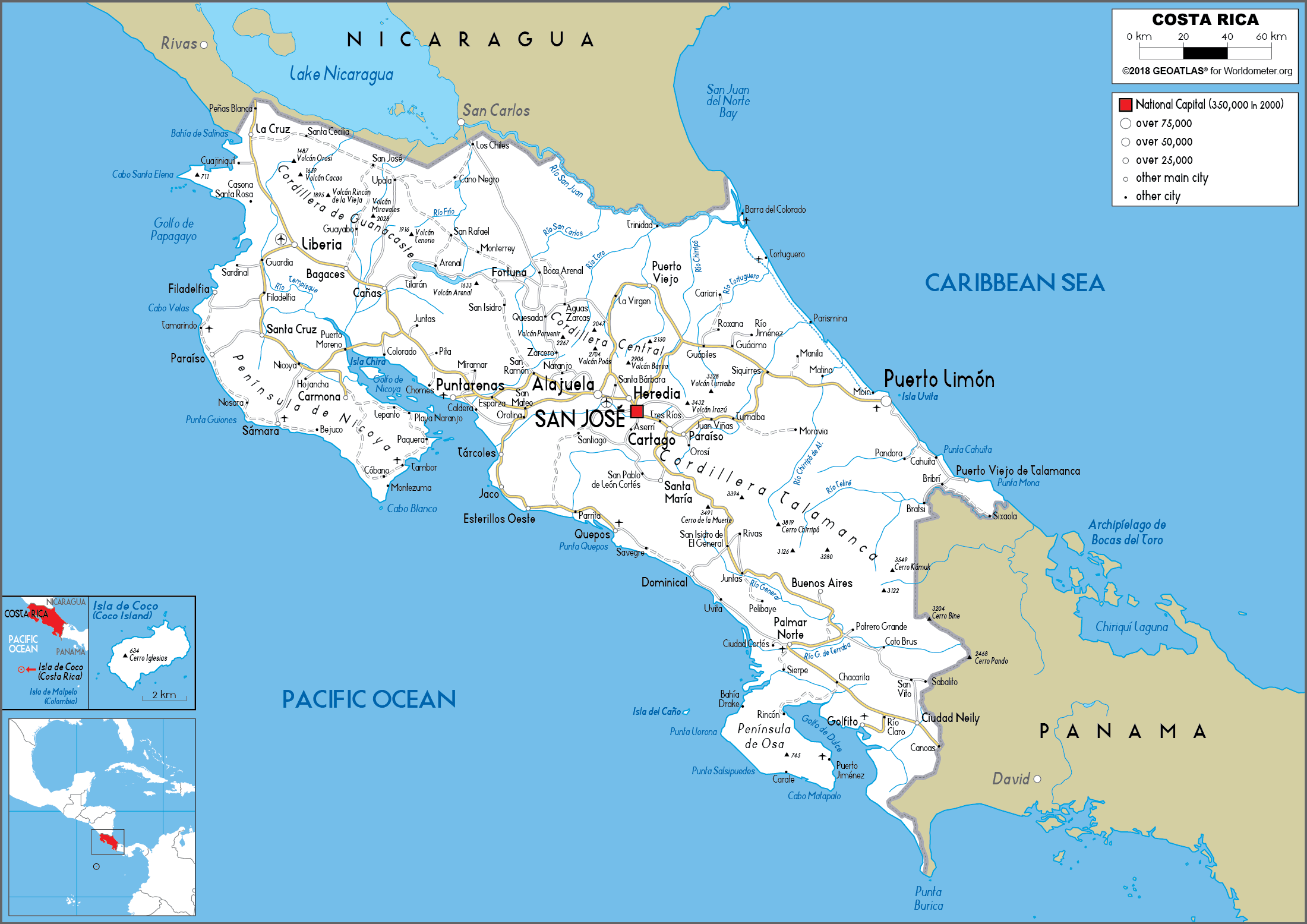 Costa Rica Map Road Worldometer