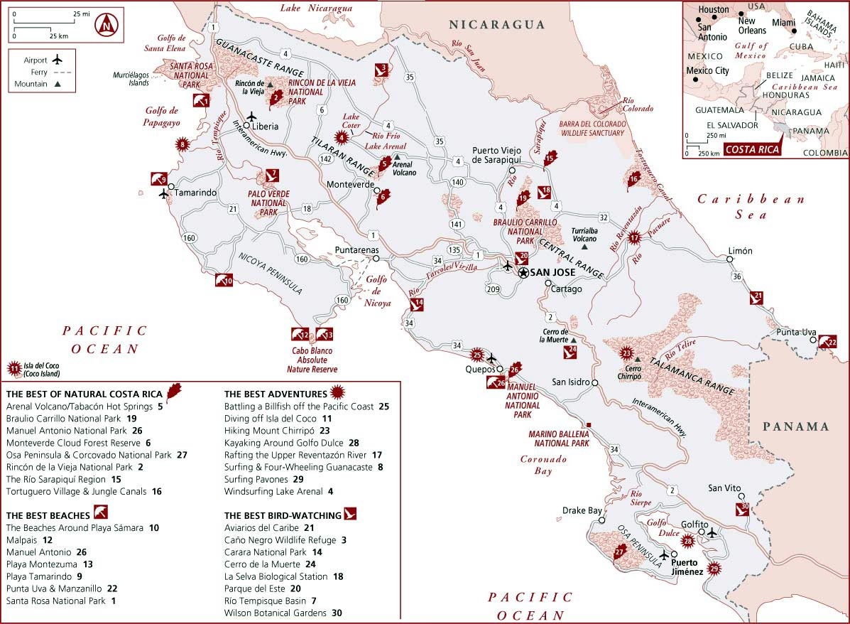 Costa Rica Maps Printable Maps Of Costa Rica For Download Worksheets Library