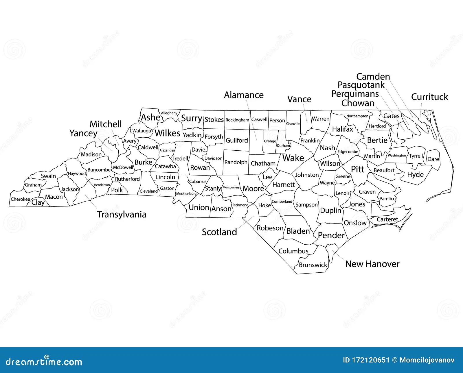 Counties Map Of US State Of North Carolina Stock Vector Illustration Of Cave Cityscape 172120651