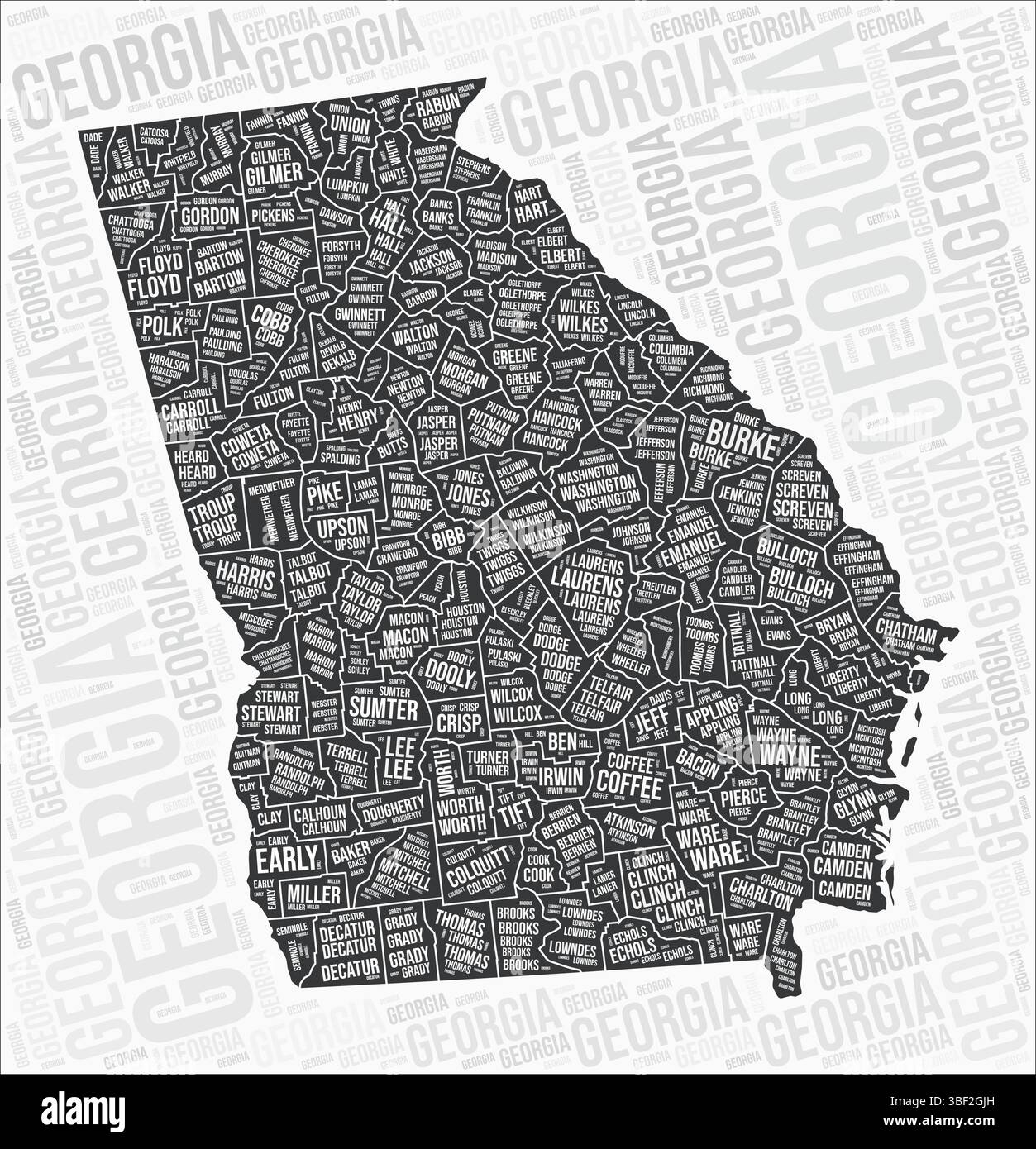 County Map Of Georgia Hi res Stock Photography And Images Alamy