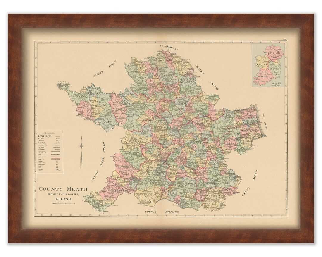 COUNTY MEATH Ireland 1901 Map Replica Or GENUINE Original Etsy Ireland