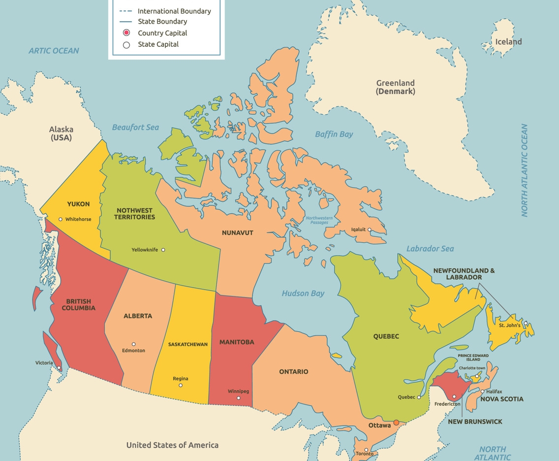 Detailed Country Map Of Canada