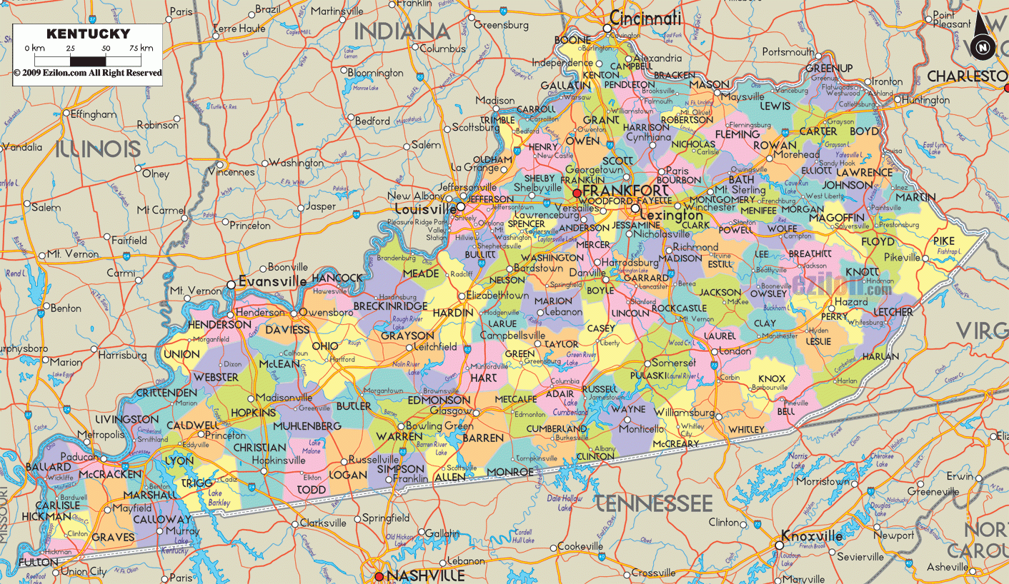 Printable Map Of Kentucky