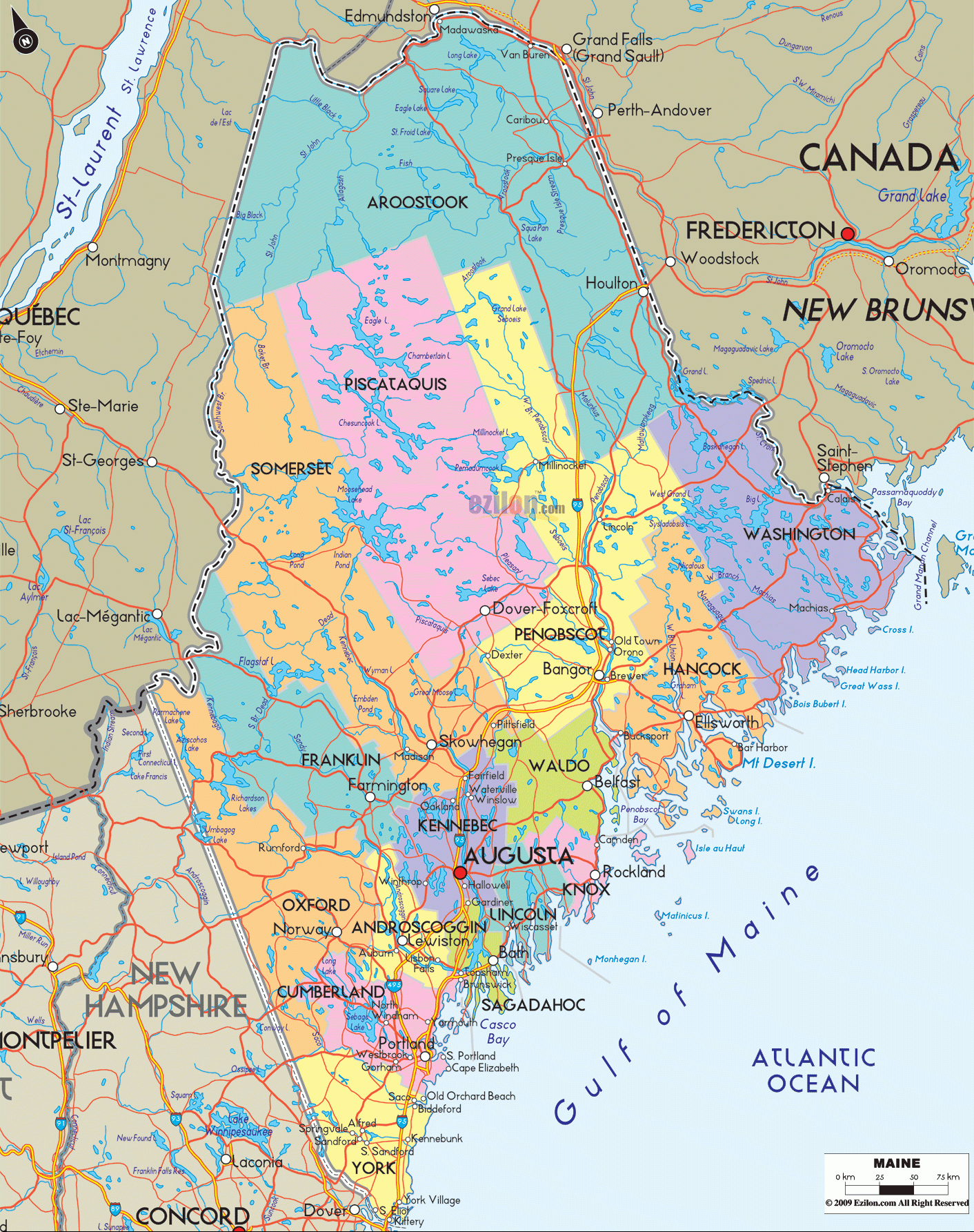 Maine County Map Printable