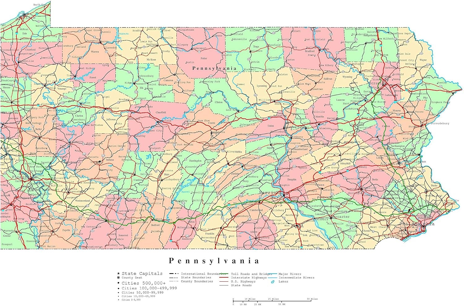 Detailed Pennsylvania State Map With Roads Ghana Ubuy