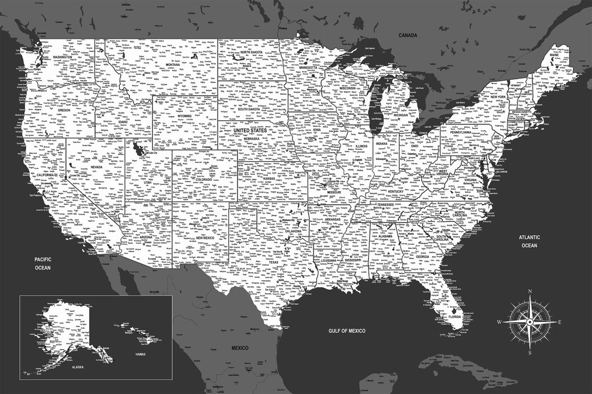 Detailed Push Pin USA Map Personalized Or Not United States Poster Print EBay