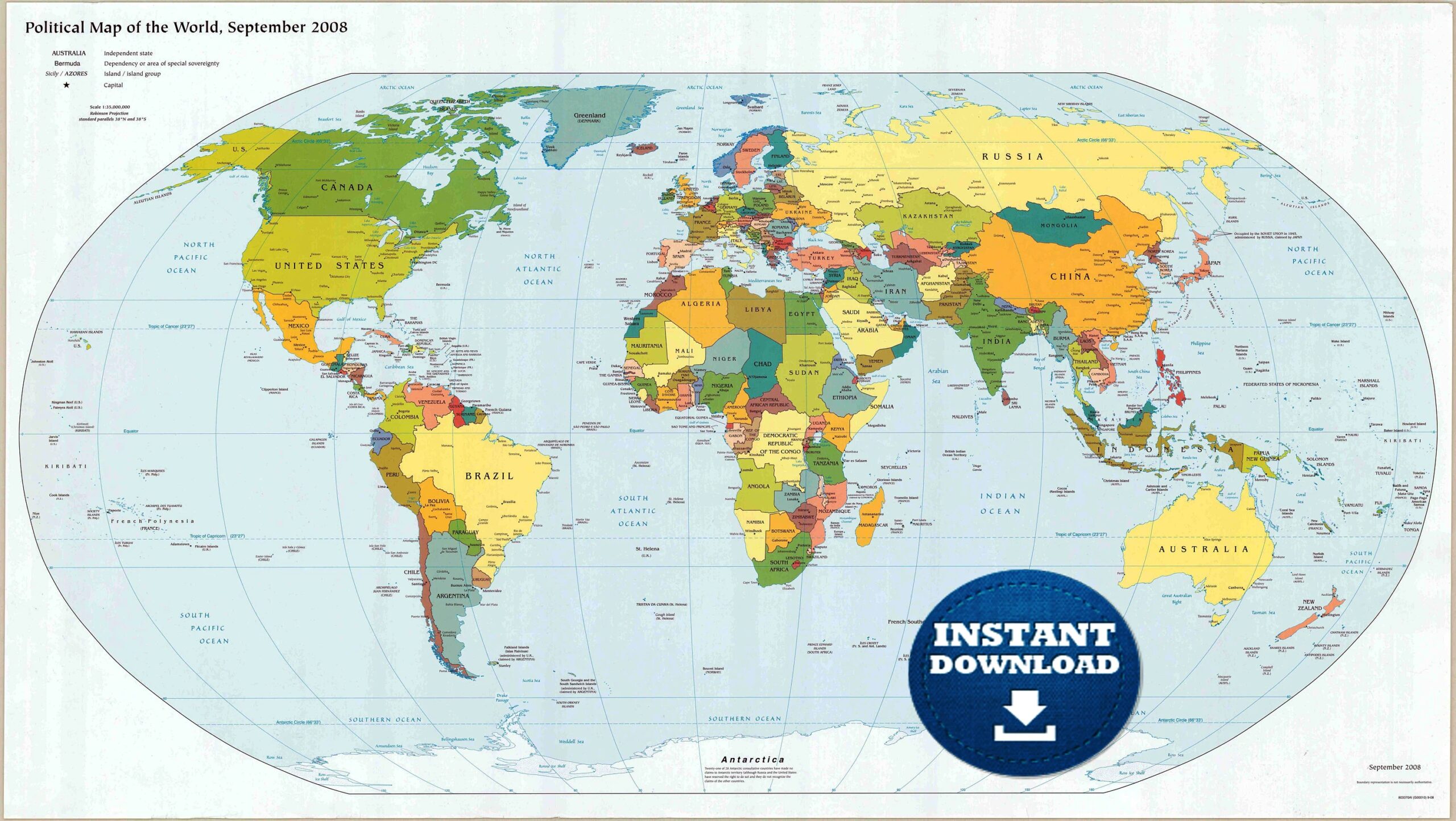 High Resolution Printable World Map