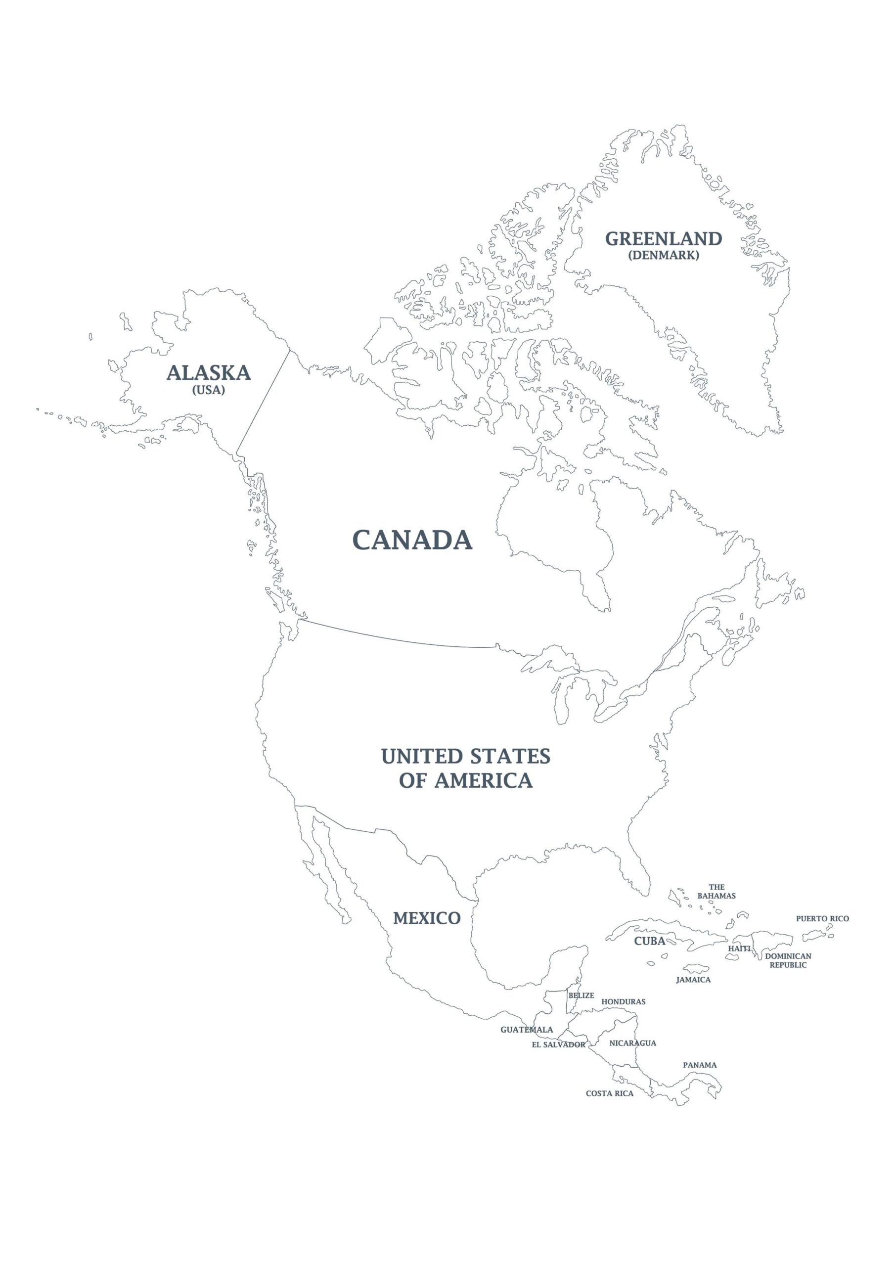 Map Of North America Printable