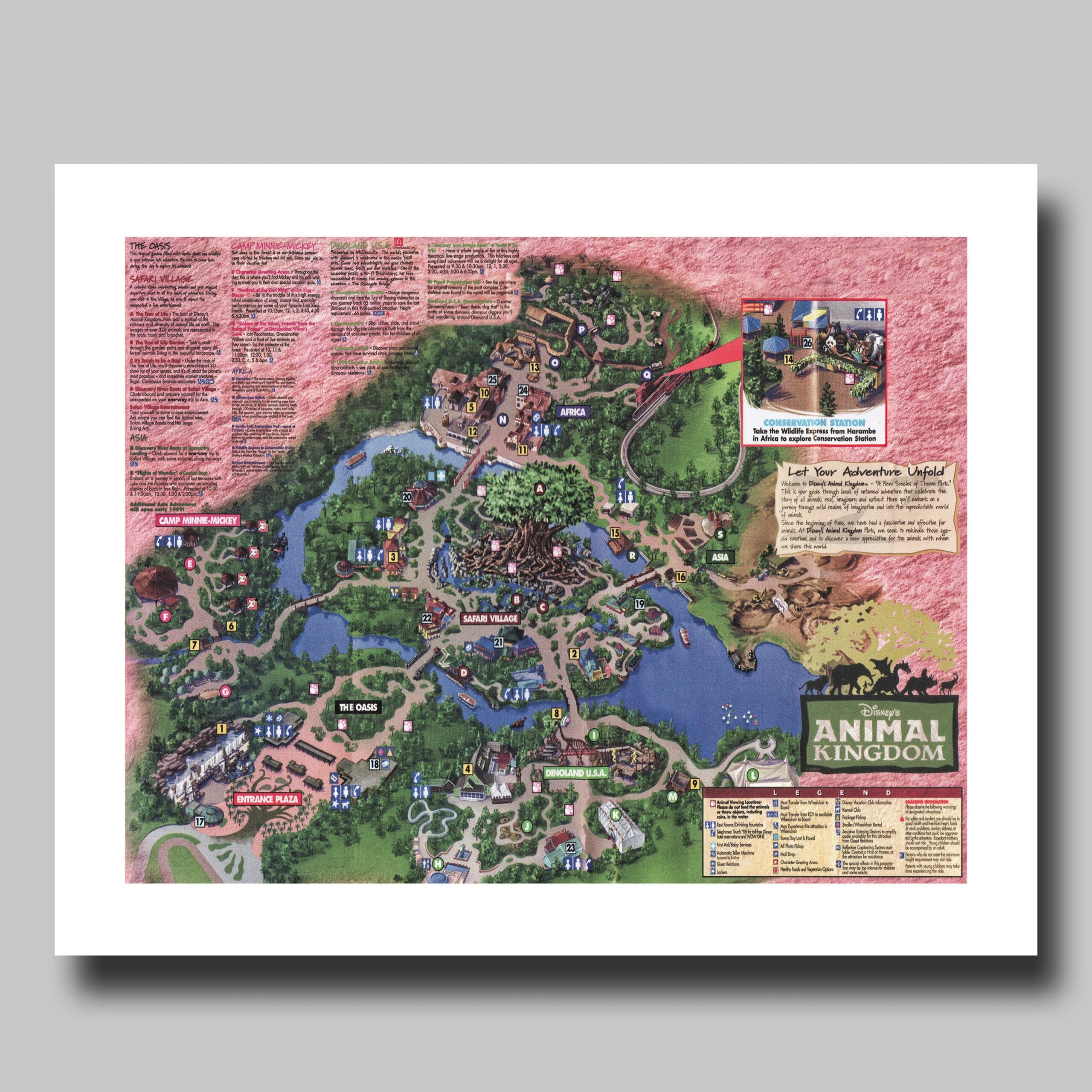 Disney World Animal Kingdom Map Vintage Disney Map 