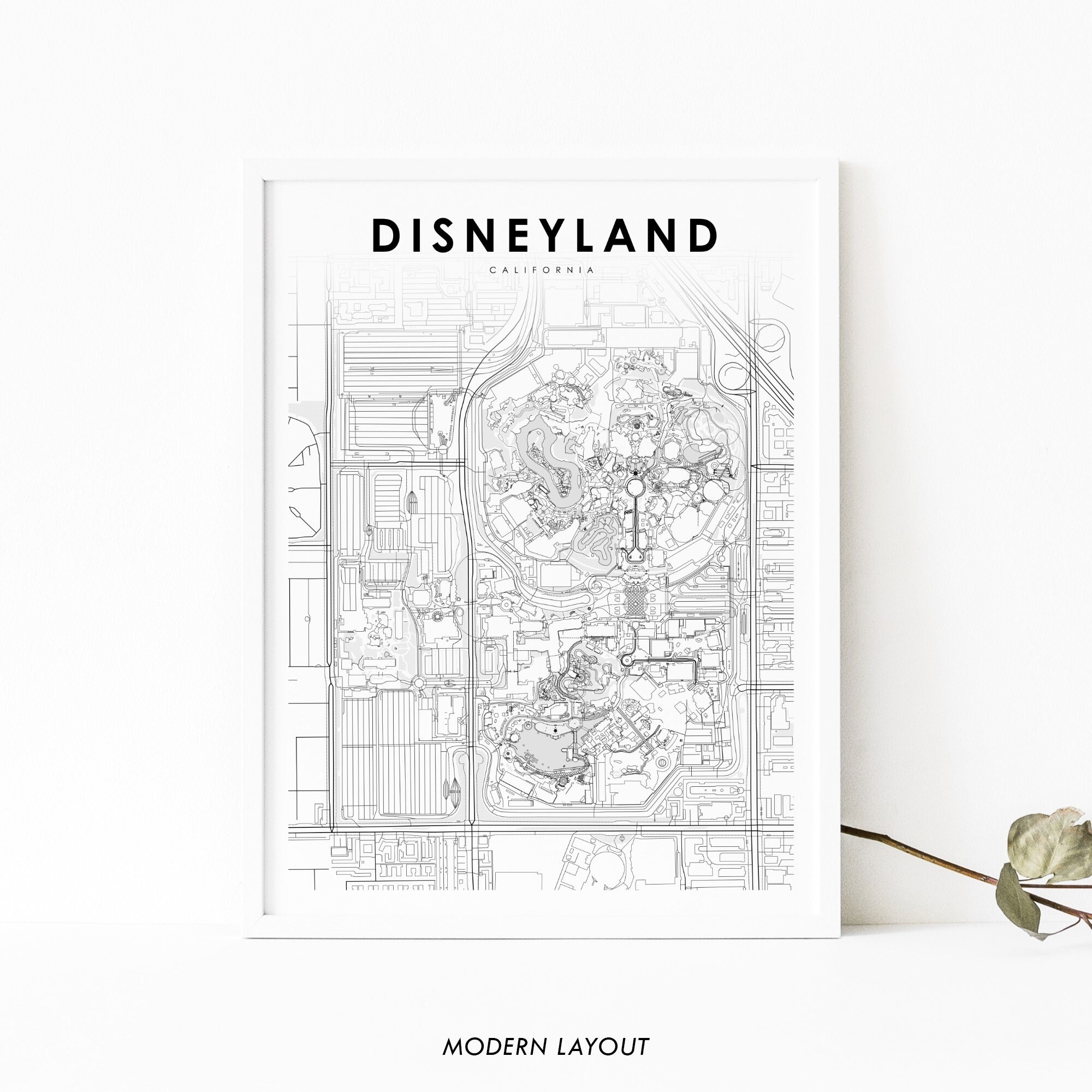 Disneyland California Map Print CA USA Map Art Poster Anaheim 