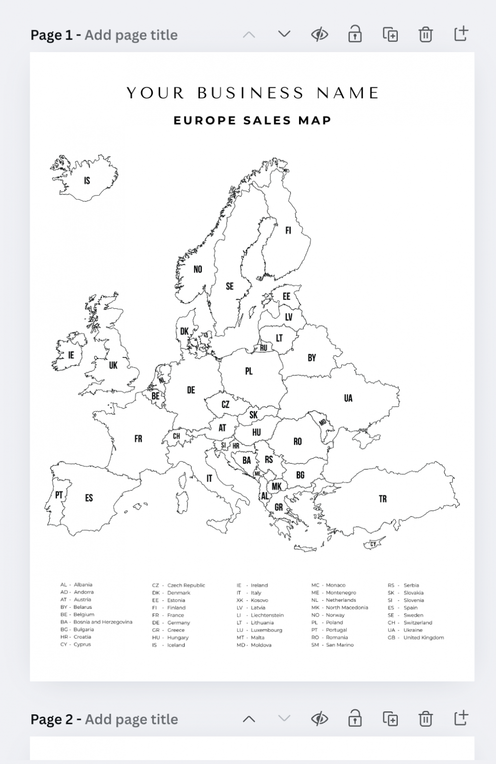 Editable Europe Sales Map Coloring Page Canva Europe Road Trip Map Europe Adventure Map Tracker Aiwsolutions