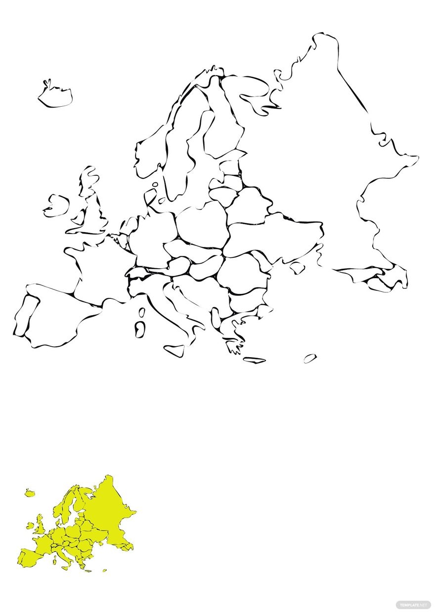 Europe Map Shape Coloring Page In PDF Download Template