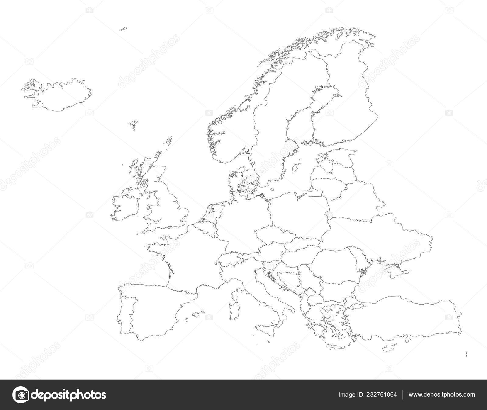 Simple Printable Map Europe