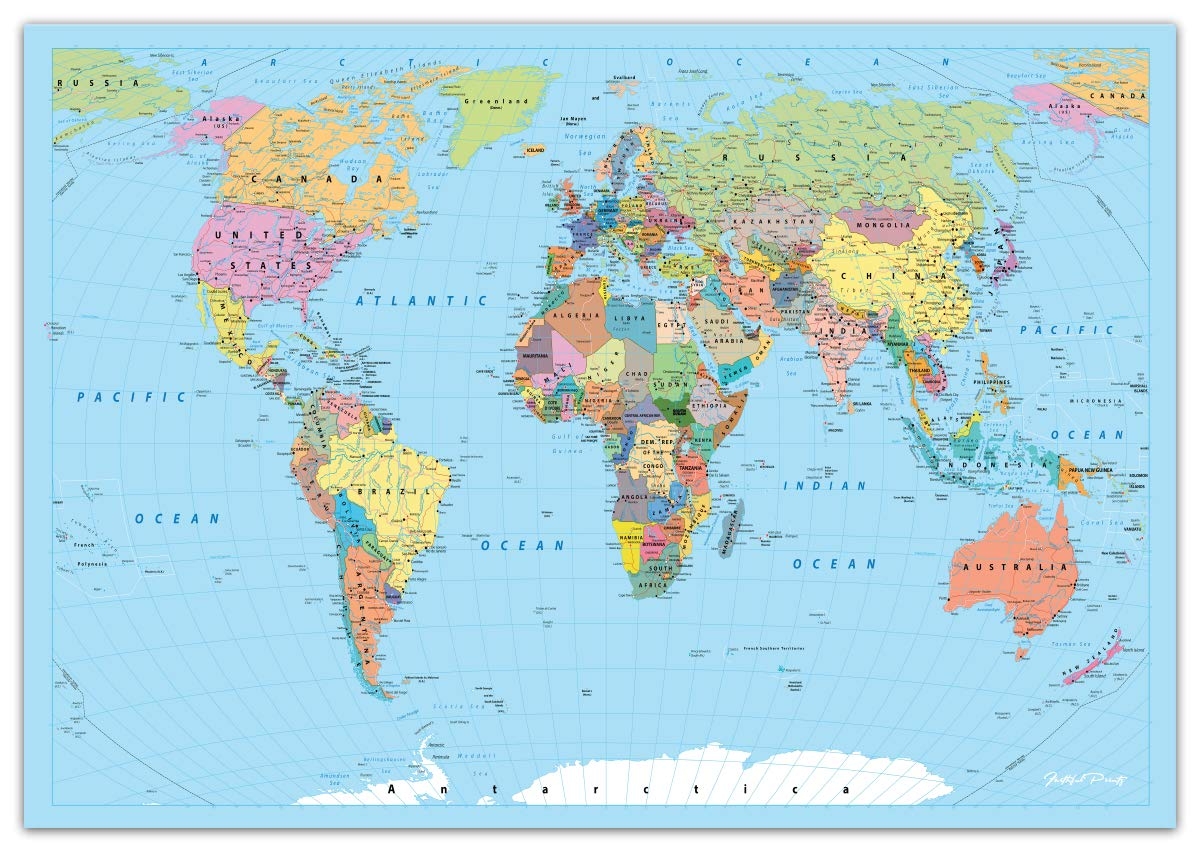 Faithful Prints World Map Poster Atlas Print Educational Classroom Chart A2 420 X 594mm Amazon co uk Stationery U0026 Office Supplies