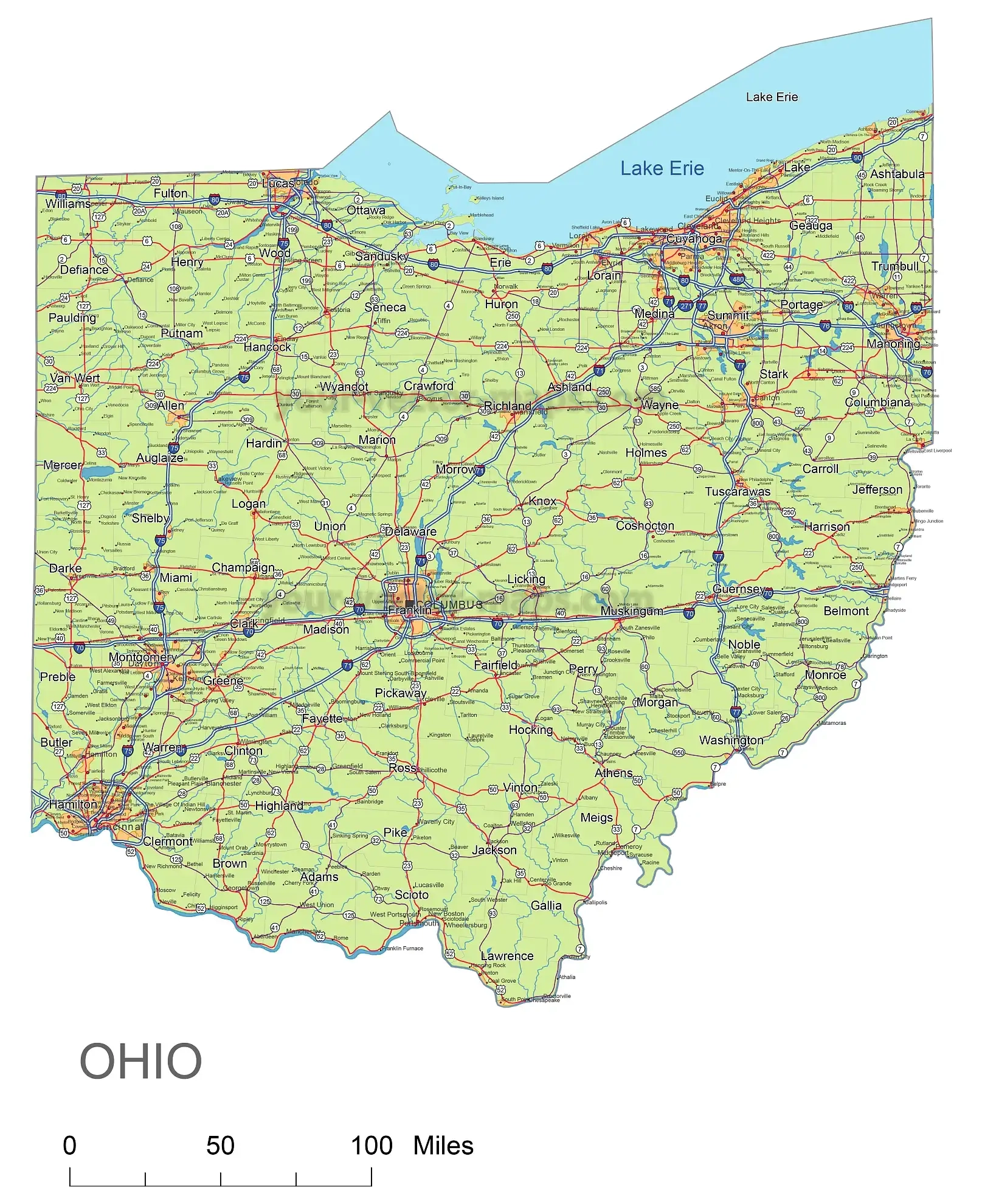 Files Of Ohio State Vector Road Map Printable Vector Maps