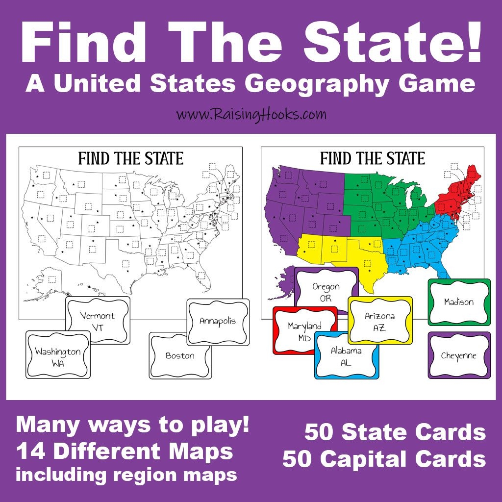 Find The State A US Geography Game With Capitals Raising Hooks