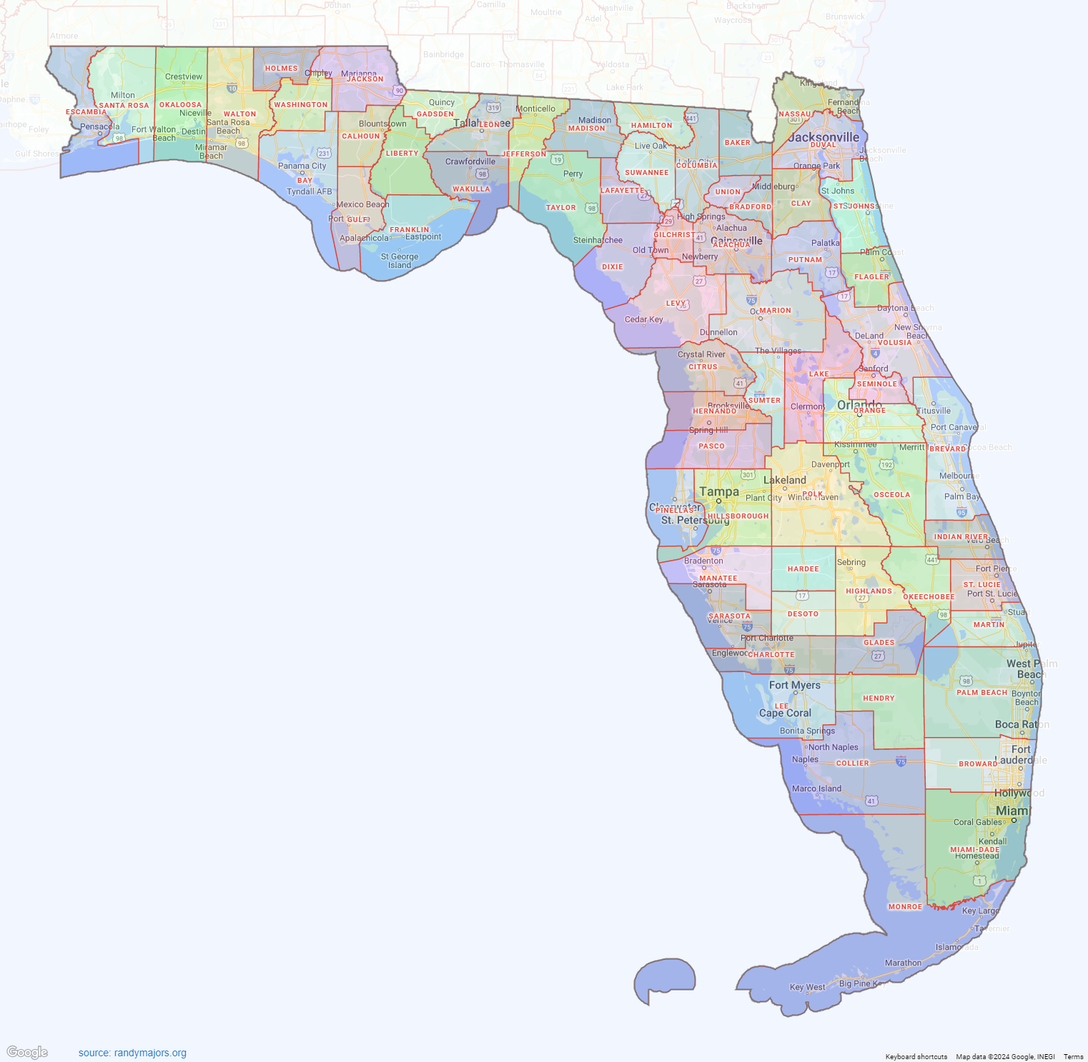 Florida County Map Printable