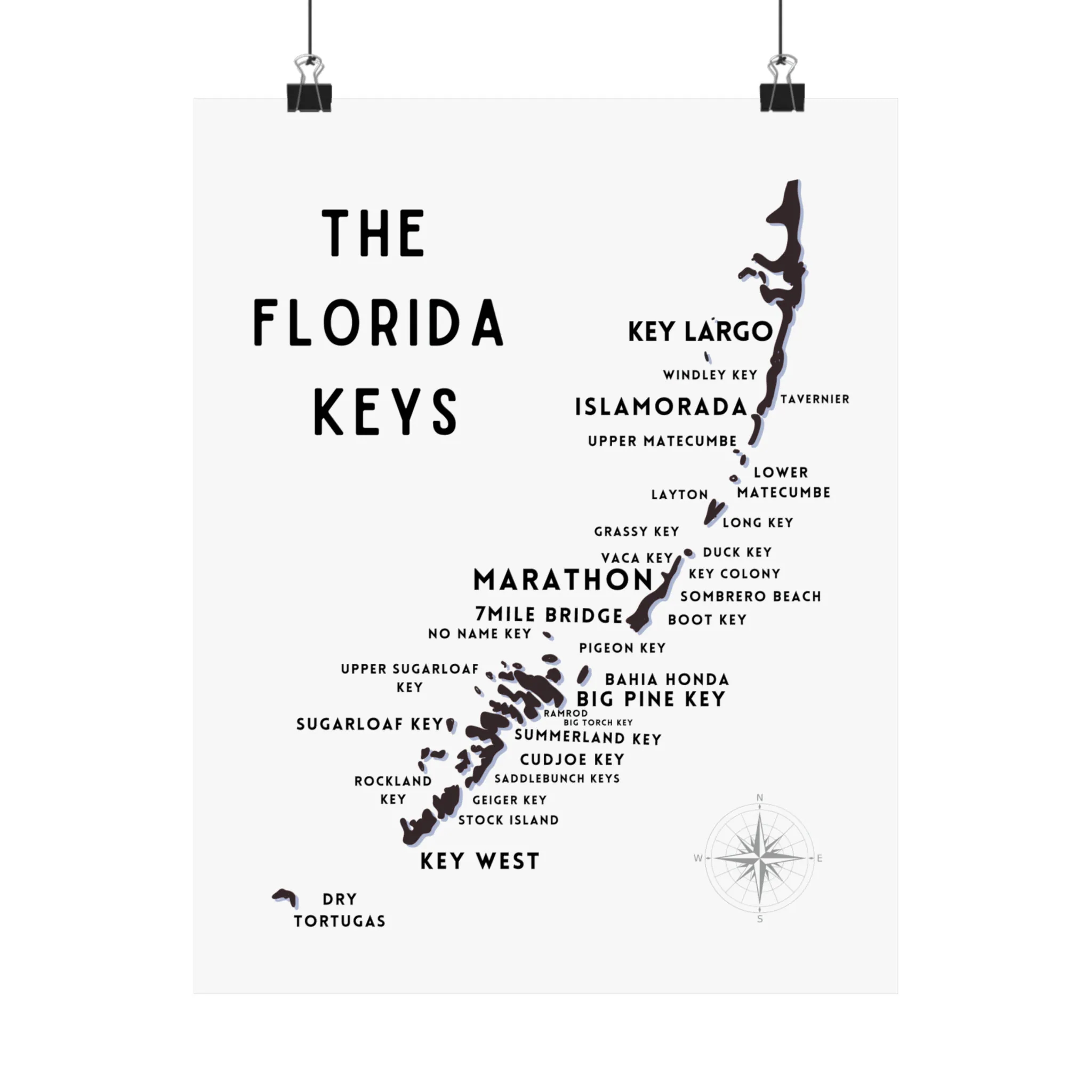 Florida Keys Map Keys Silhouette Black U0026 White Wall Art Vertical Map Poster Etsy