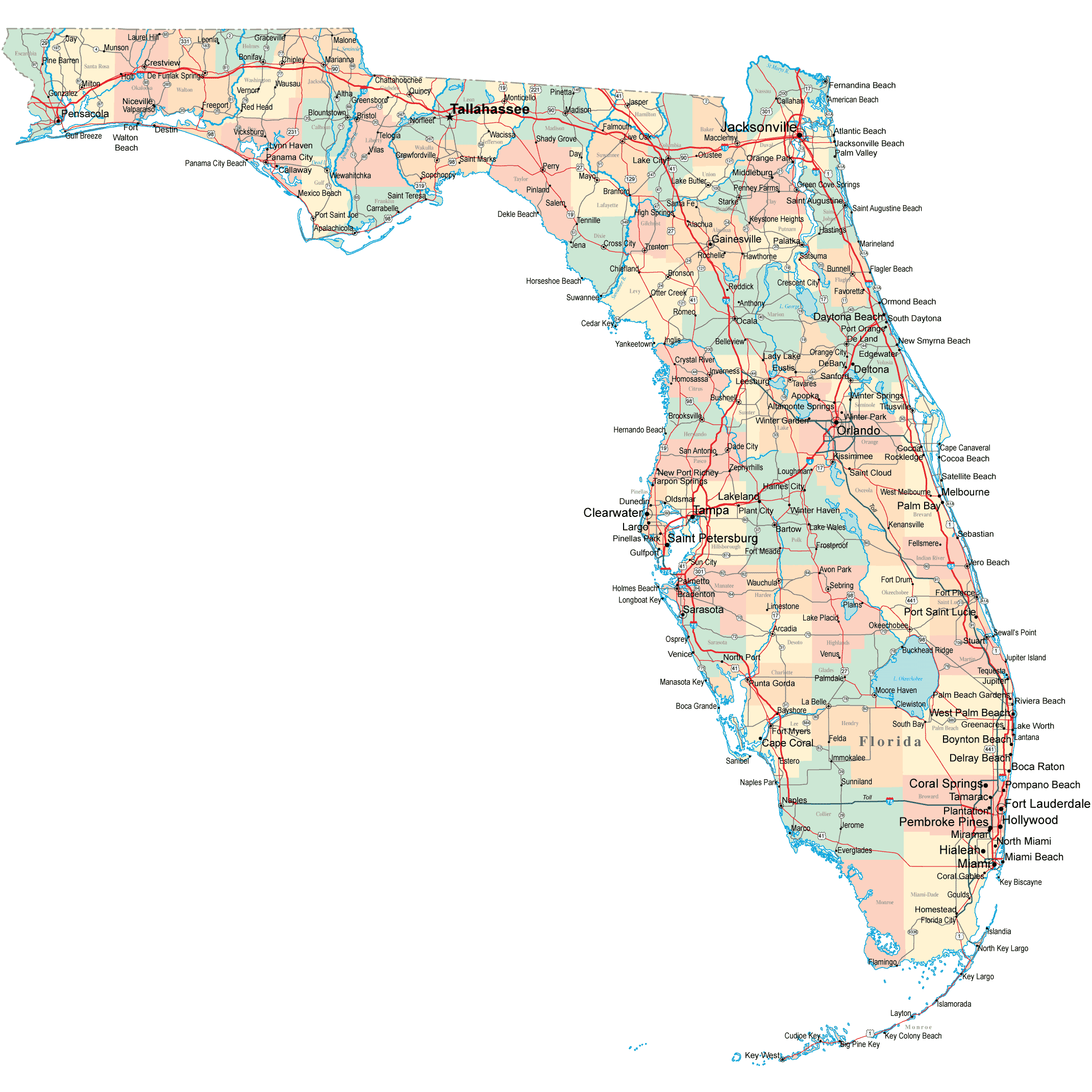 Florida Road Map FL Road Map Florida Highway Map