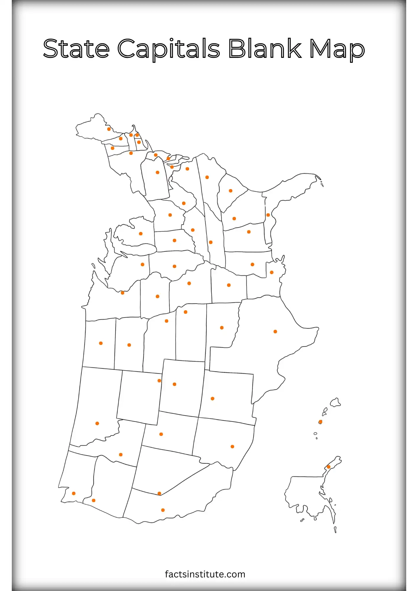 Free Blank Map With US State Capital Locations The Facts Institute