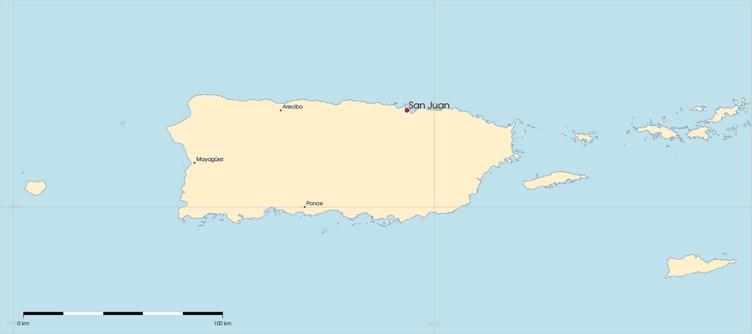 Puerto Rico Printable Map