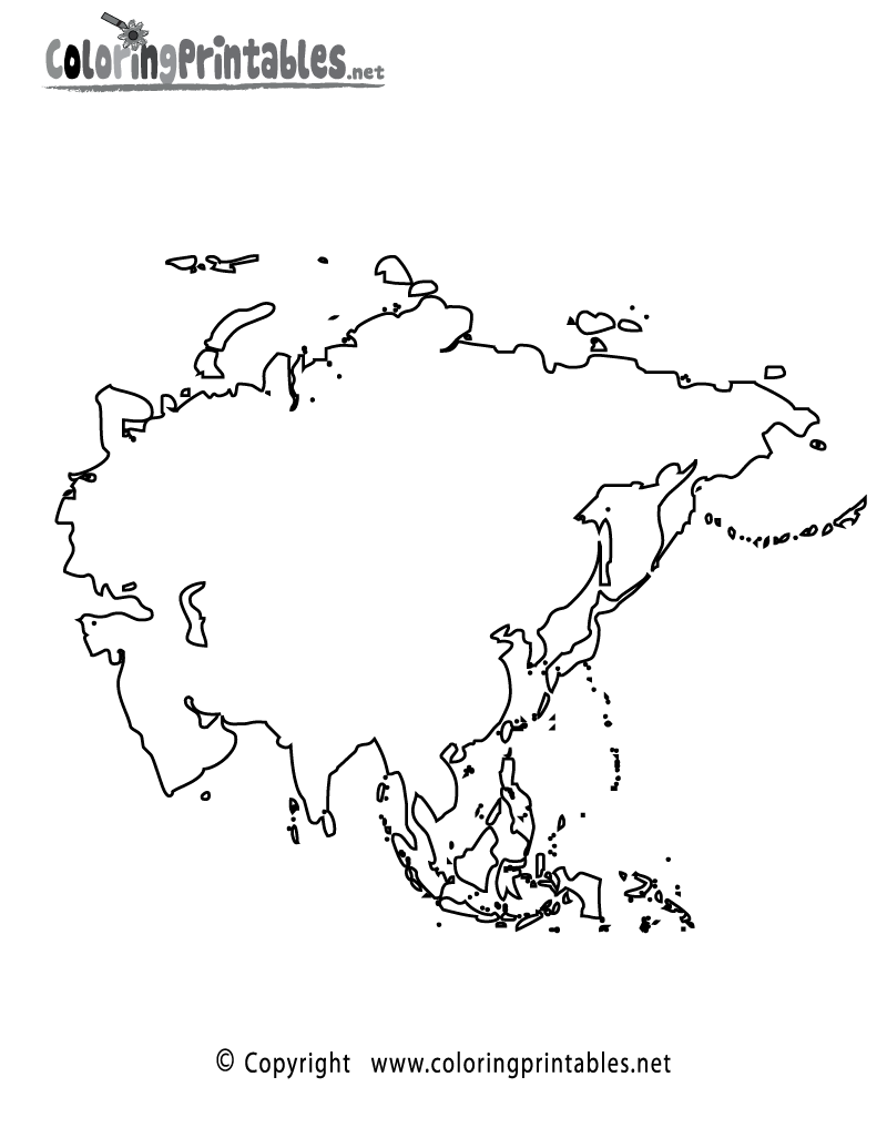 Free Printable Asia Map Coloring Page