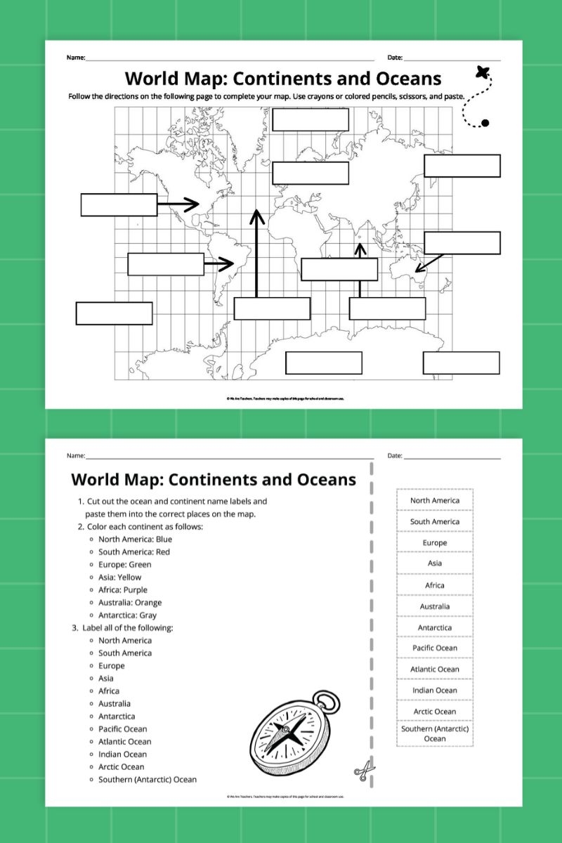 Printable Map Of The Continents And Oceans