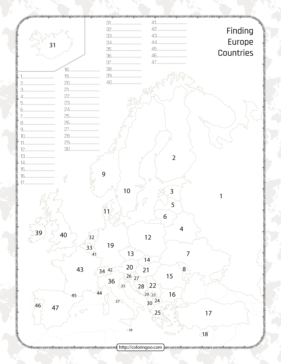 Blank Printable Europe Map