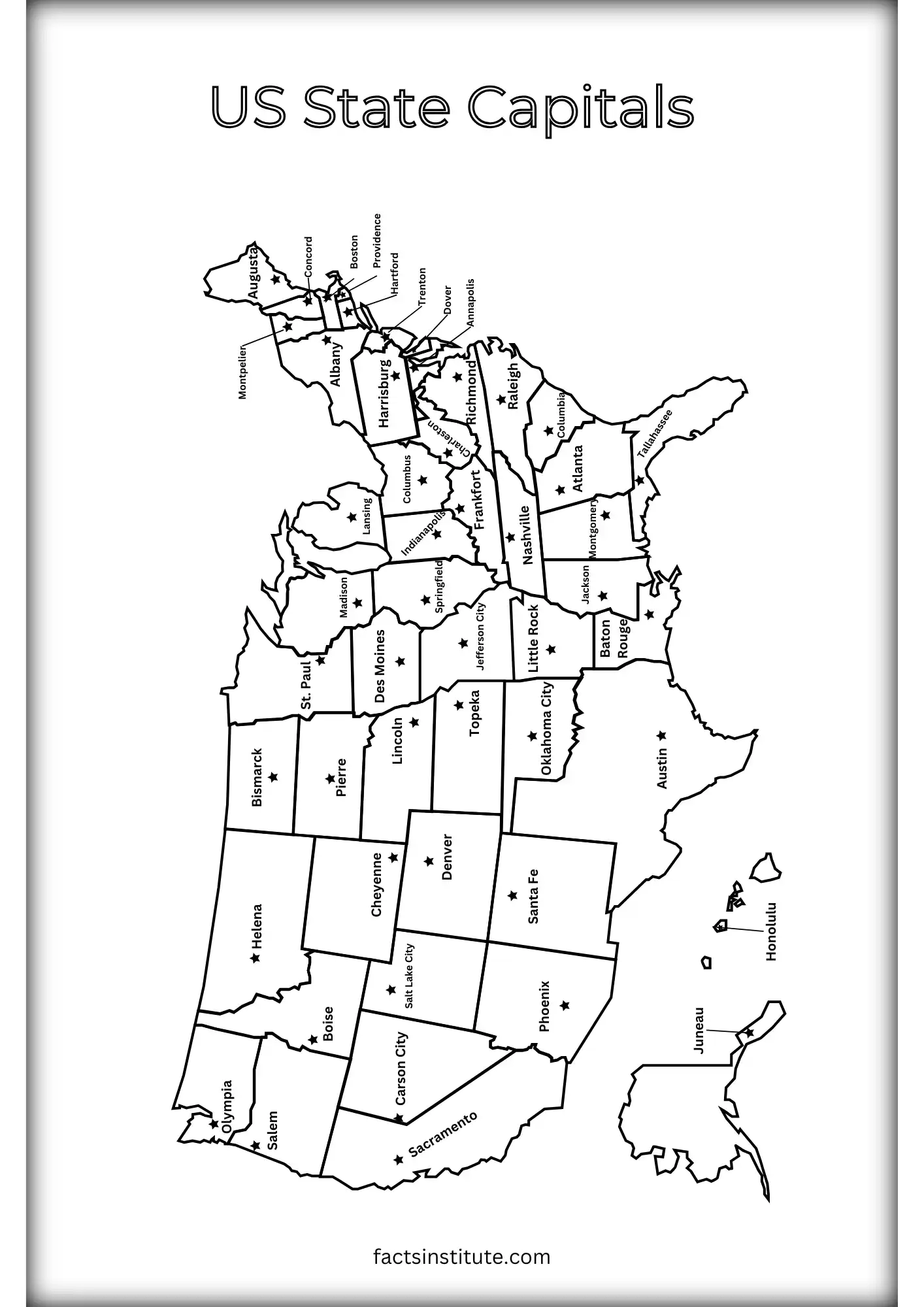 Free Printable US States And Capitals Map Other Goodies The Facts Institute