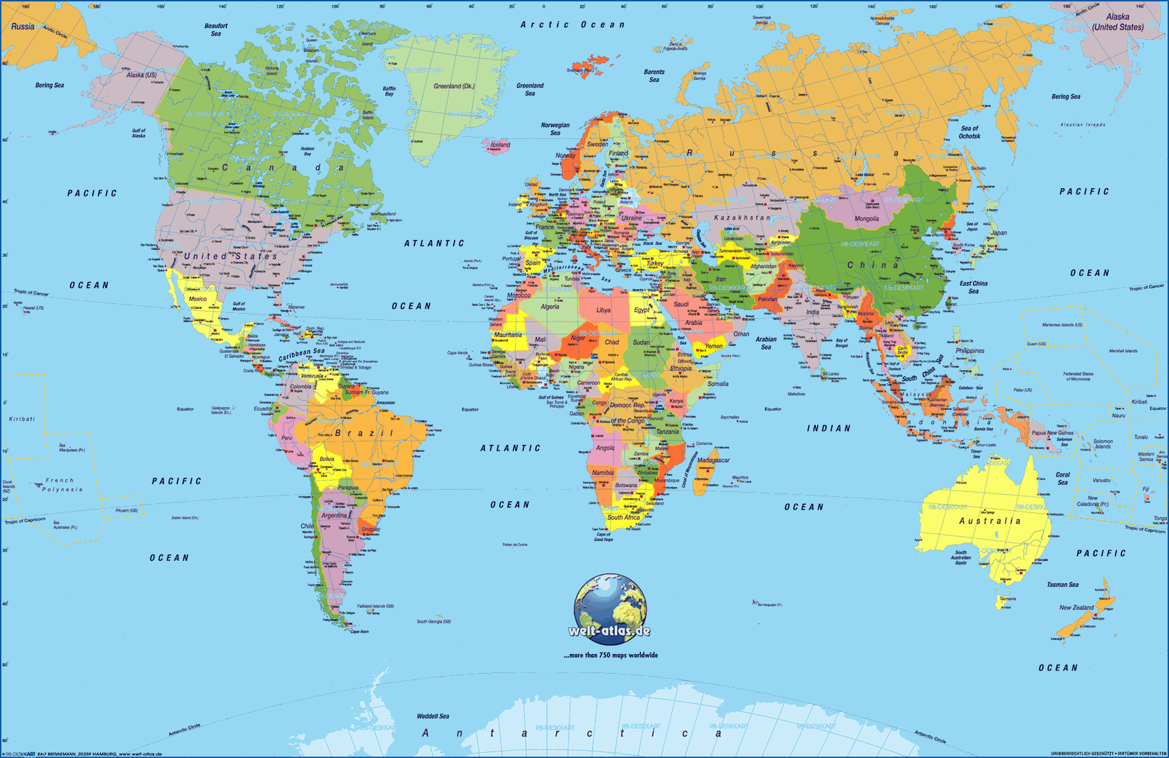 Free Printable Map Of The World