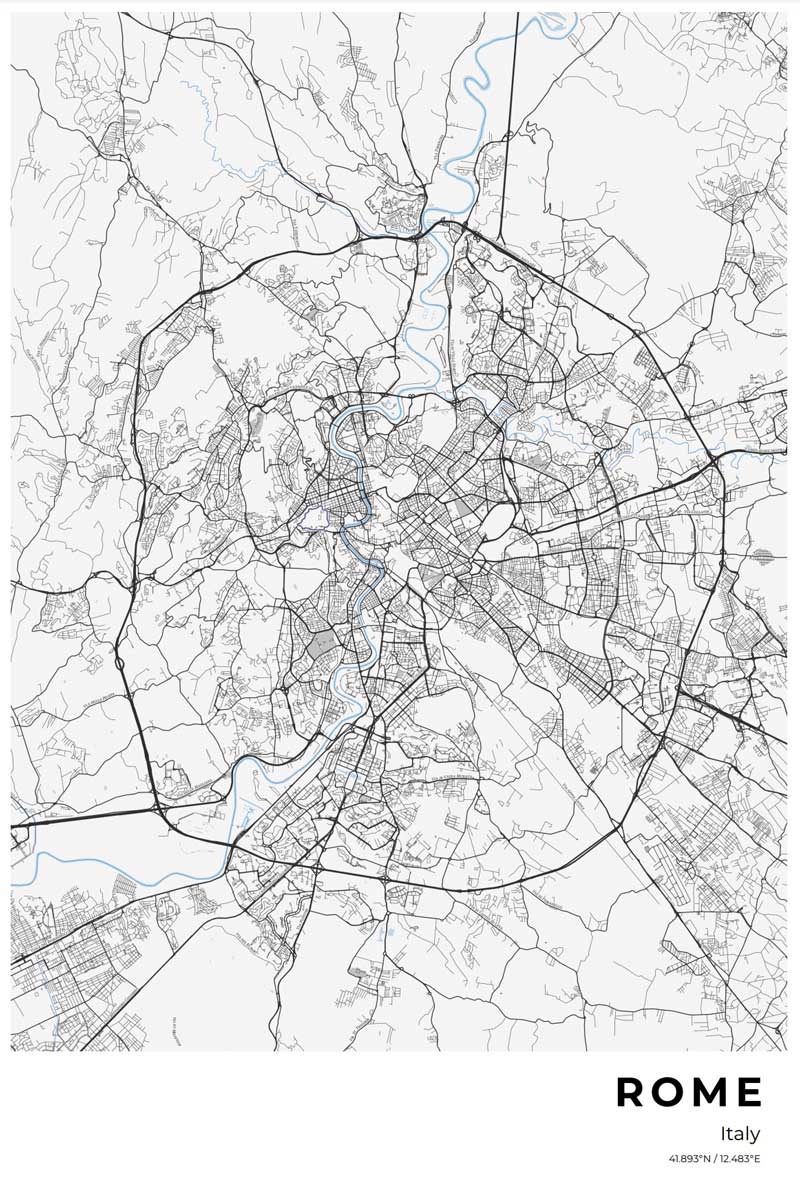 Free Rome Street Map Poster Craft U0026 Oak