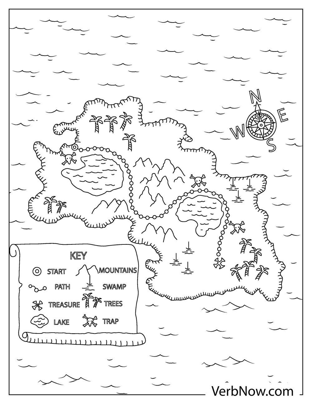 Free TREASURE MAP Coloring Pages For Download Printable PDF 