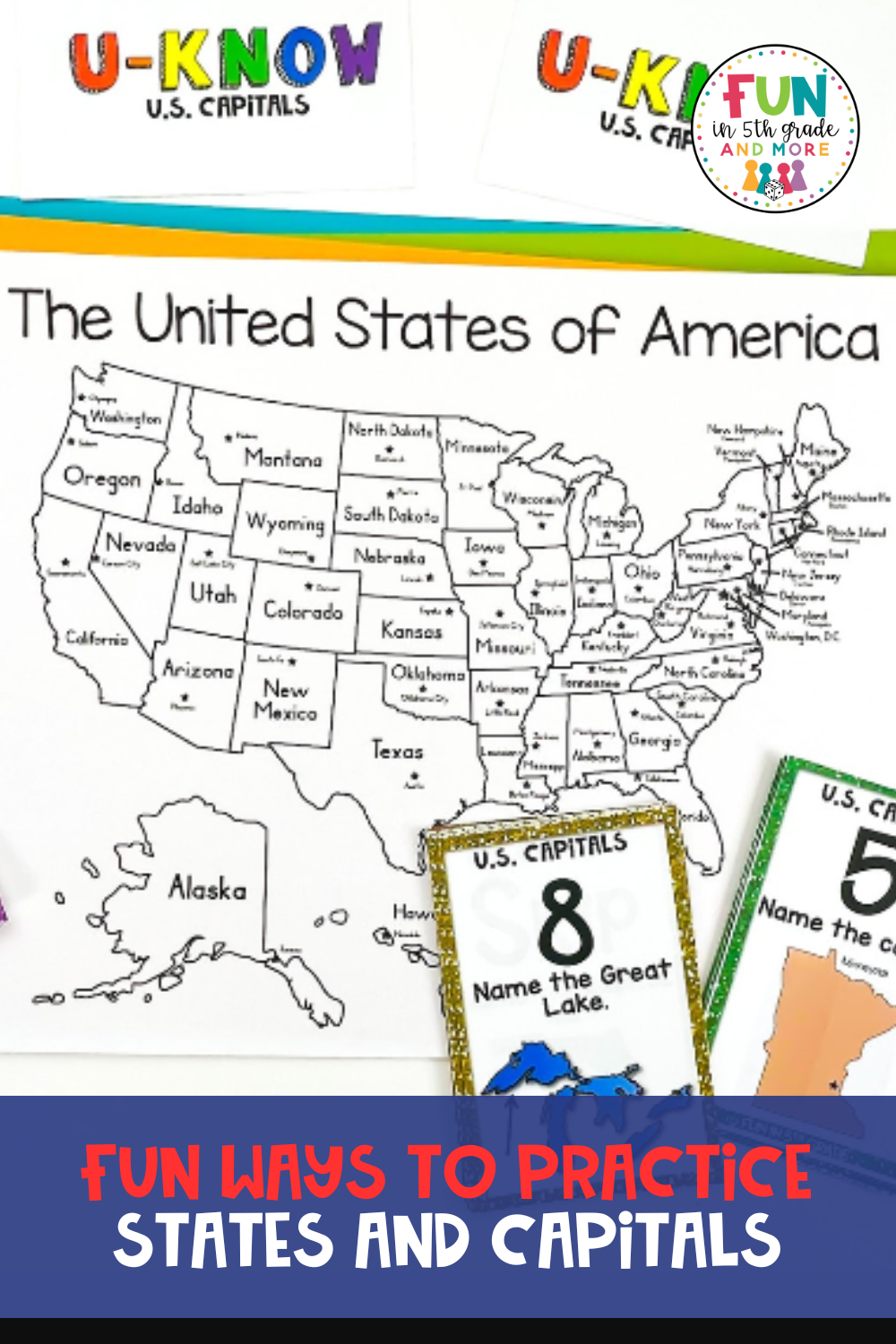 Map Of The United States With Capitals Printable