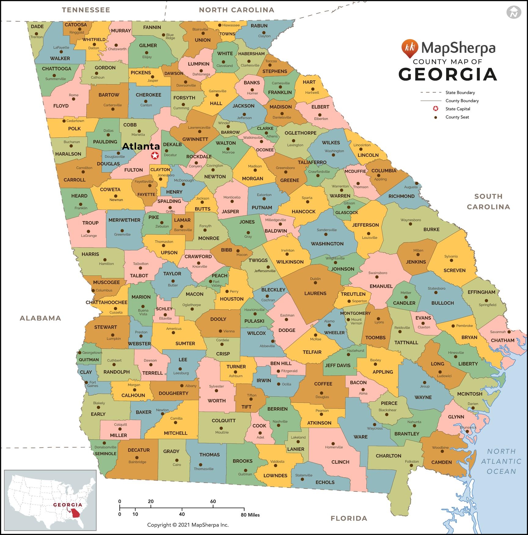 Georgia State Map Printable