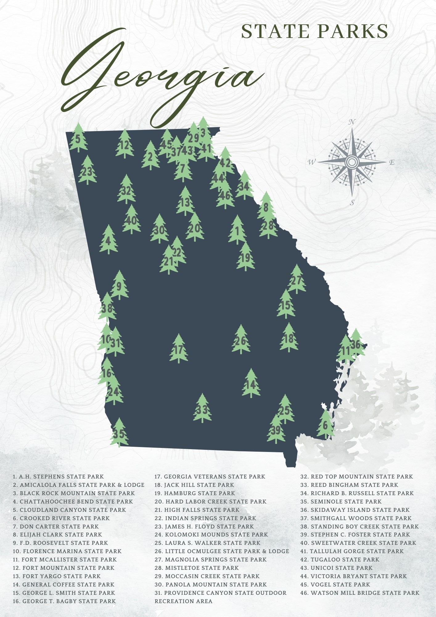 Georgia State Park Map Your Guide To Outdoor Excitement Worksheets Library