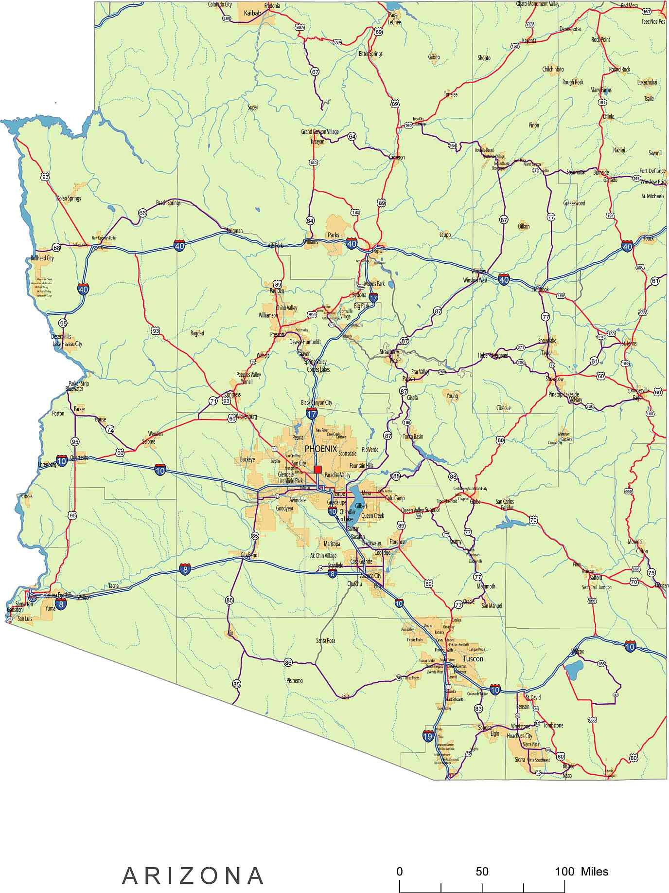 Get A Sneak Peek At The Detailed Arizona Vector Road Map
