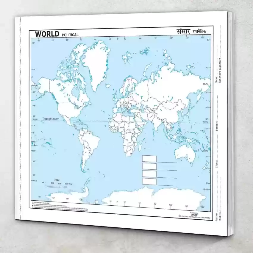 Gowoo Big 100 Outline Maps A4 Size World Physical Malik Booksellers Stationers
