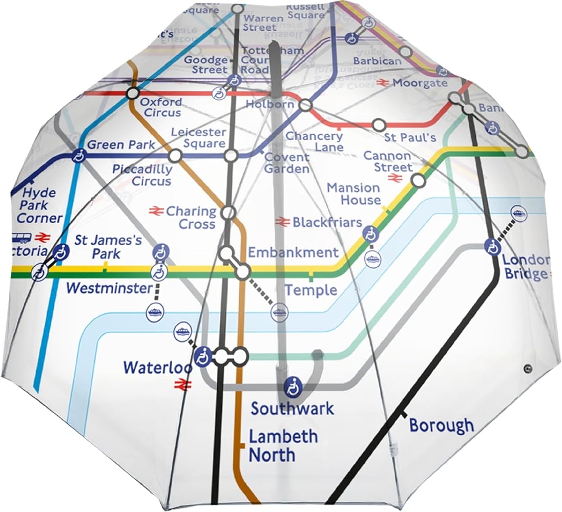 GWCC TFL8003 Licensed London Underground Tube Map Print Dome Golf Rain Umbrella Amazon co uk Fashion