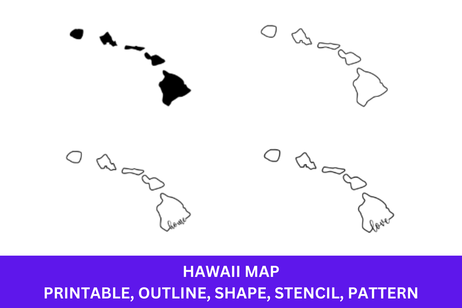Hawaii Map Outline Printable State Shape Stencil Pattern Outline Printable State Shape Stencil Pattern