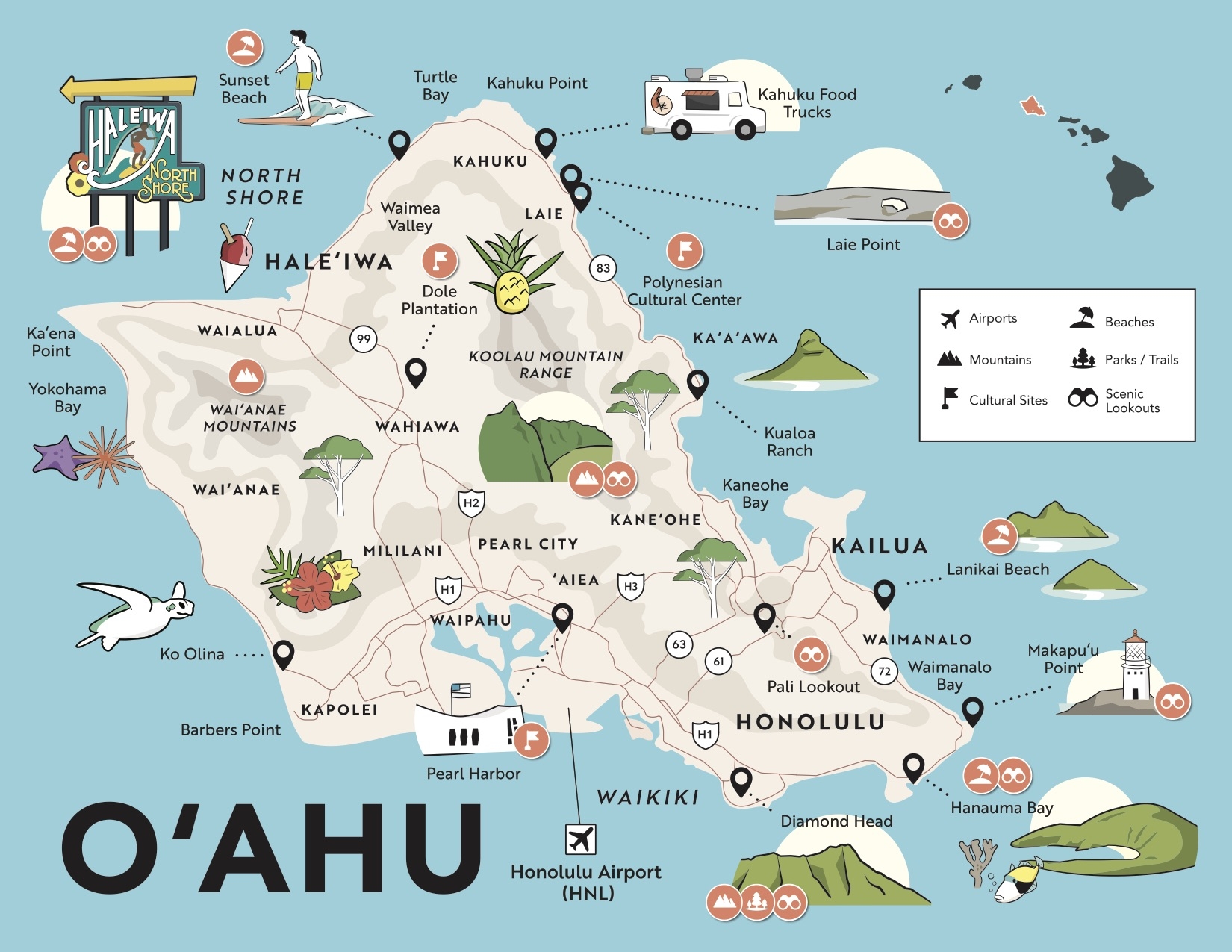 Printable Map Of Hawaiian Islands